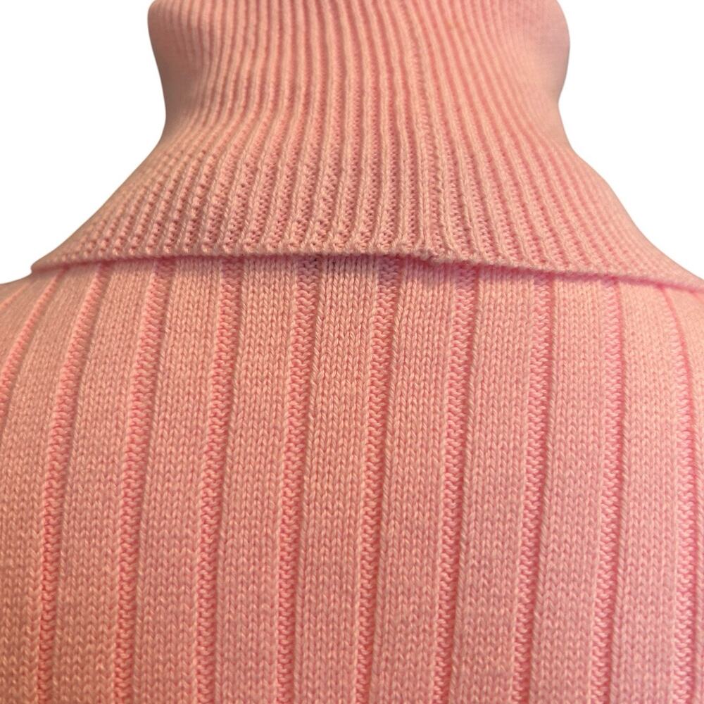 Vintage 80s Pink Ribbed Turtleneck Sweater Sz M - Picture 13 of 16